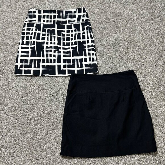 S.C.&Co. Womens Sz M 2-Pack Skorts Black & White Print Stretchy Rayon - Picture 3 of 11